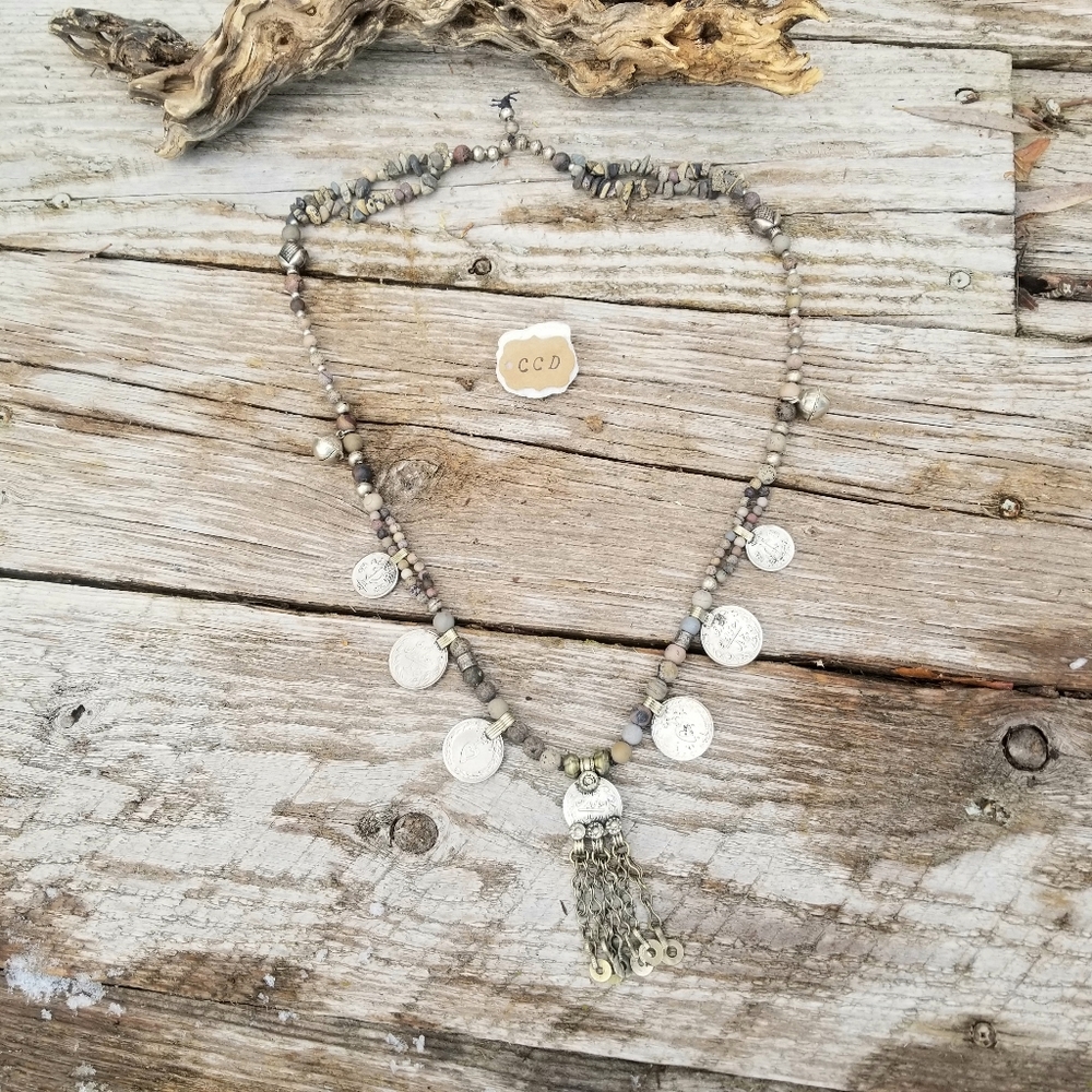 CCD AGATE & VINTAGE AFGHAN COIN NECKLACE!